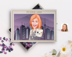 Kişiye Özel Kadın Karikatürlü 1000 Parça Profesyonel Puzzle-104