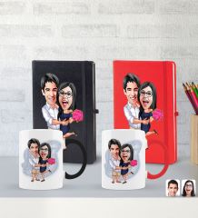 BK Gift Kişiye Özel Sevgililer Karikatürlü 2’li Defter Kupa Hediye Seti, Sevgiliye Hediye, Sevgililer Günü Hediyesi-3