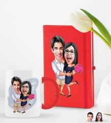 BK Gift Kişiye Özel Sevgililer Karikatürlü 2’li Defter Kupa Hediye Seti, Sevgiliye Hediye, Sevgililer Günü Hediyesi-3