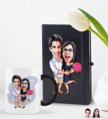 BK Gift Kişiye Özel Sevgililer Karikatürlü 2’li Defter Kupa Hediye Seti, Sevgiliye Hediye, Sevgililer Günü Hediyesi-3
