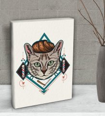 BK Gift Berber Kedi Tasarımlı Dekoratif Mini Kanvas Tablo 15x20cm-1