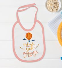 BK Kids Uykuyla Aram Yok Tasarımlı Pembe Bebek Body Zıbın ve Mama Önlüğü Hediye Seti-1