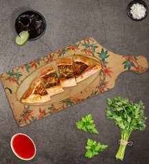 BK Gift Modern Art Tasarımlı Dikdörtgen Şeklinde Doğal Ahşap Servis ve Sunum Tabağı Model 21