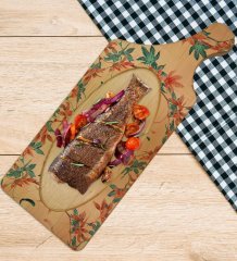 BK Gift Modern Art Tasarımlı Dikdörtgen Şeklinde Doğal Ahşap Servis ve Sunum Tabağı Model 21