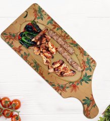 BK Gift Modern Art Tasarımlı Dikdörtgen Şeklinde Doğal Ahşap Servis ve Sunum Tabağı Model 21