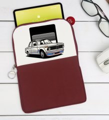 BK Gift Klasik Araç Tasarımlı Taşınabilir Koruyucu Tablet Kılıfı & Organizer Çanta - Bordo-11