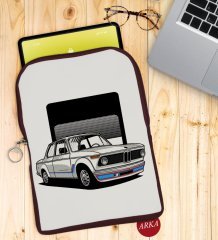 BK Gift Klasik Araç Tasarımlı Taşınabilir Koruyucu Tablet Kılıfı & Organizer Çanta - Bordo-11