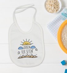 BK Kids Annem Her Şeyim Tasarımlı Bebek Body Zıbın ve Mama Önlüğü Hediye Seti - Model 1