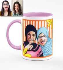 Kişiye Özel Türbanlı Karikatürlü Pembe Kupa Bardak 37p717