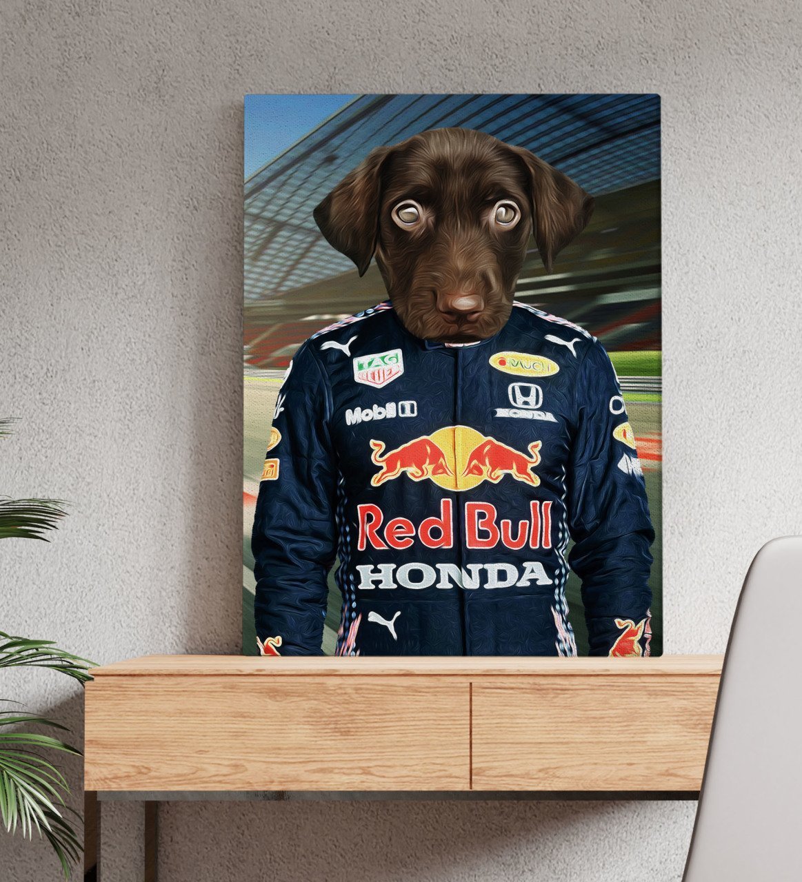 Evcil Dostlara Özel F1 Pilot Tasarımlı Portre Kanvas Tablo 50x70cm-1