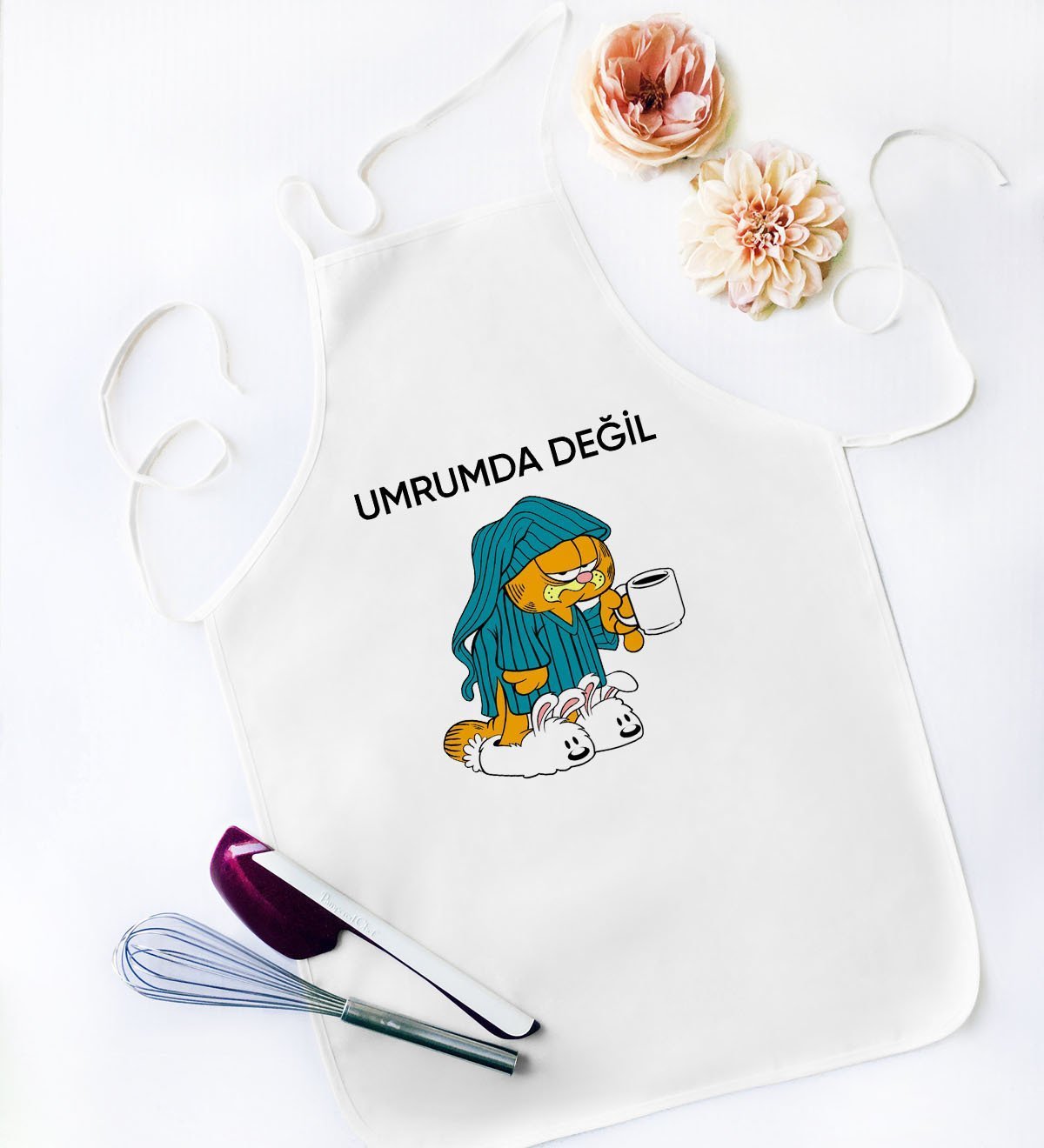 BK Gift Umrumda Değil Tasarımlı Beyaz Mutfak Önlüğü - Model 1
