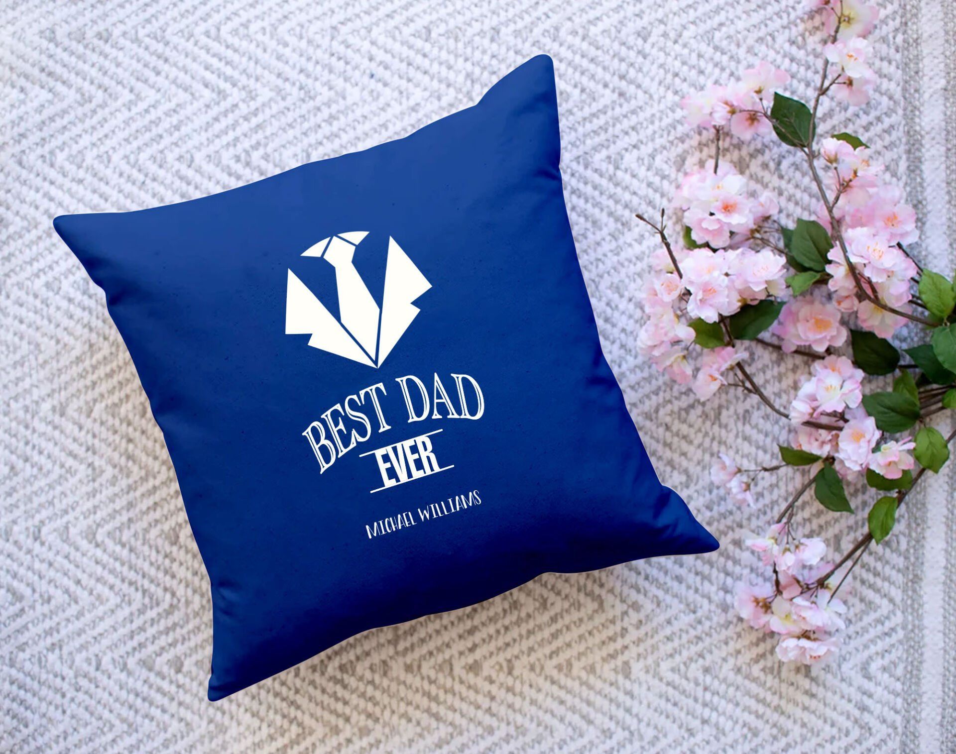 BK Gift Kişiye Özel İsimli Babalar Günü Tasarımlı Lacivert Kırlent Yastık-12 Babaya Hediye, Ev Dekorasyonu, Babalar Günü Hediyesi