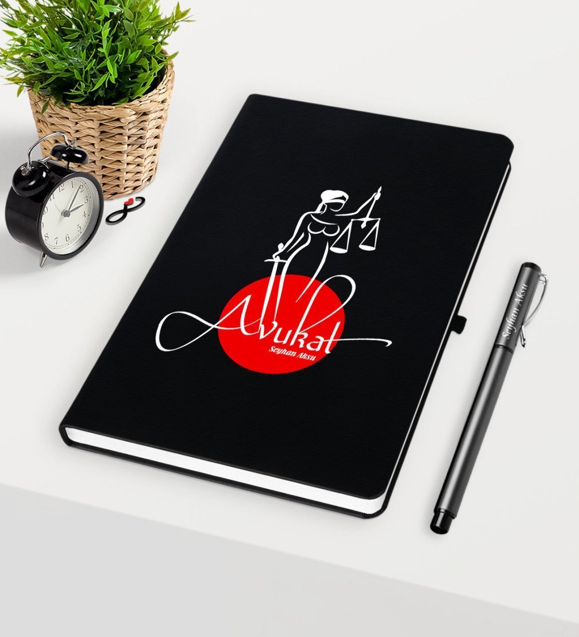 Kişiye Özel Avukat Temalı Siyah Defter Kalem Seti - 11