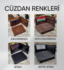 Kişiye Özel El Yazılı Hakiki Deri Koyu Kahverengi Cüzdan