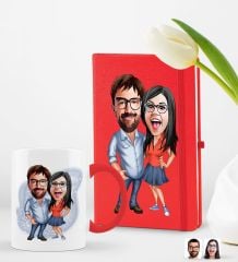 BK Gift Kişiye Özel Sevgililer Karikatürlü 2’li Defter Kupa Hediye Seti, Sevgiliye Hediye, Sevgililer Günü Hediyesi-2