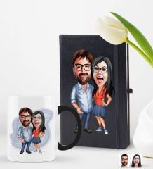 BK Gift Kişiye Özel Sevgililer Karikatürlü 2’li Defter Kupa Hediye Seti, Sevgiliye Hediye, Sevgililer Günü Hediyesi-2