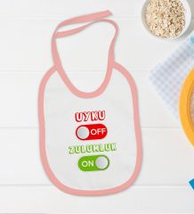 BK Kids Uyku Off Tasarımlı Pembe Bebek Body Zıbın ve Mama Önlüğü Hediye Seti-1