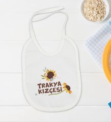 BK Kids Trakya Kızçesi Tasarımlı Beyaz Bebek Body Zıbın ve Mama Önlüğü Hediye Seti-1