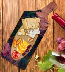 BK Gift Modern Art Tasarımlı Dikdörtgen Şeklinde Doğal Ahşap Servis ve Sunum Tabağı Model 20