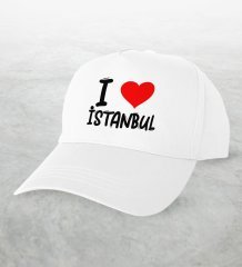 BK Gift I Love Şehir Serisi Beyaz Şapka - Model 1