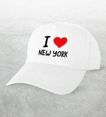 BK Gift I Love Şehir Serisi Beyaz Şapka - Model 1