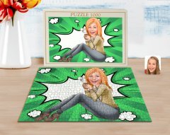 Kişiye Özel Kadın Karikatürlü 1000 Parça Profesyonel Puzzle-102