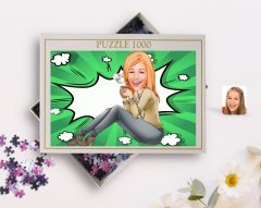 Kişiye Özel Kadın Karikatürlü 1000 Parça Profesyonel Puzzle-102