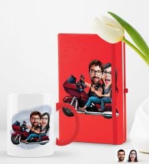 BK Gift Kişiye Özel Sevgililer Karikatürlü 2’li Defter Kupa Hediye Seti, Sevgiliye Hediye, Sevgililer Günü Hediyesi