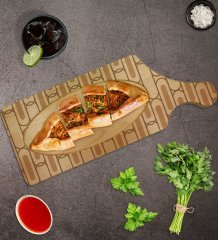 BK Gift Modern Art Tasarımlı Dikdörtgen Şeklinde Doğal Ahşap Servis ve Sunum Tabağı Model 19
