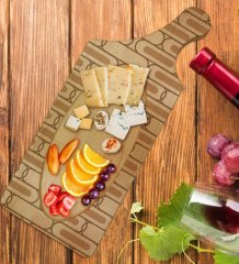 BK Gift Modern Art Tasarımlı Dikdörtgen Şeklinde Doğal Ahşap Servis ve Sunum Tabağı Model 19