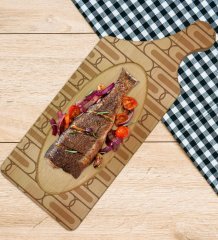 BK Gift Modern Art Tasarımlı Dikdörtgen Şeklinde Doğal Ahşap Servis ve Sunum Tabağı Model 19