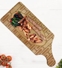 BK Gift Modern Art Tasarımlı Dikdörtgen Şeklinde Doğal Ahşap Servis ve Sunum Tabağı Model 19