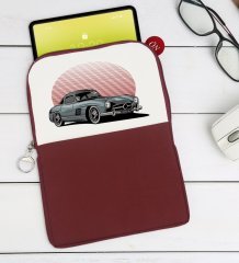 BK Gift Klasik Araç Tasarımlı Taşınabilir Koruyucu Tablet Kılıfı & Organizer Çanta - Bordo-9