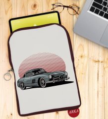 BK Gift Klasik Araç Tasarımlı Taşınabilir Koruyucu Tablet Kılıfı & Organizer Çanta - Bordo-9