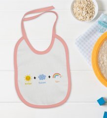 BK Kids Annem Babam Ben Tasarımlı Pembe Bebek Mama Önlüğü