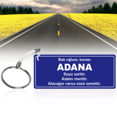 Kişiye Özel Yol Tabela Anahtarlık (Adana)