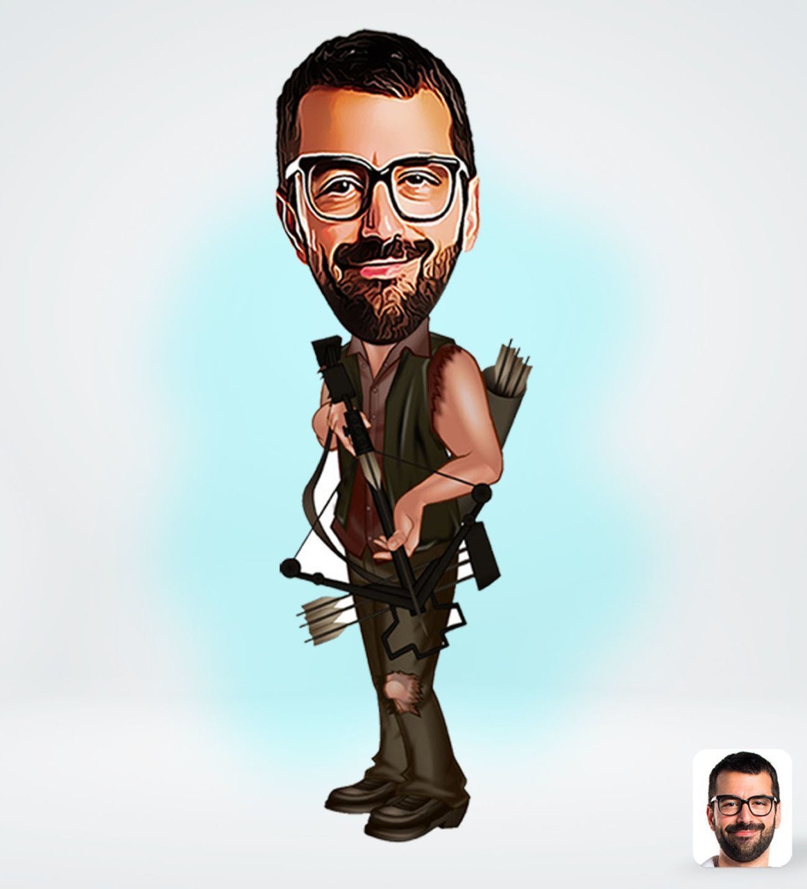 Kişiye Özel Okçu Karikatürlü Sosyal Medya Dijital Profil Fotoğrafı - Model 1