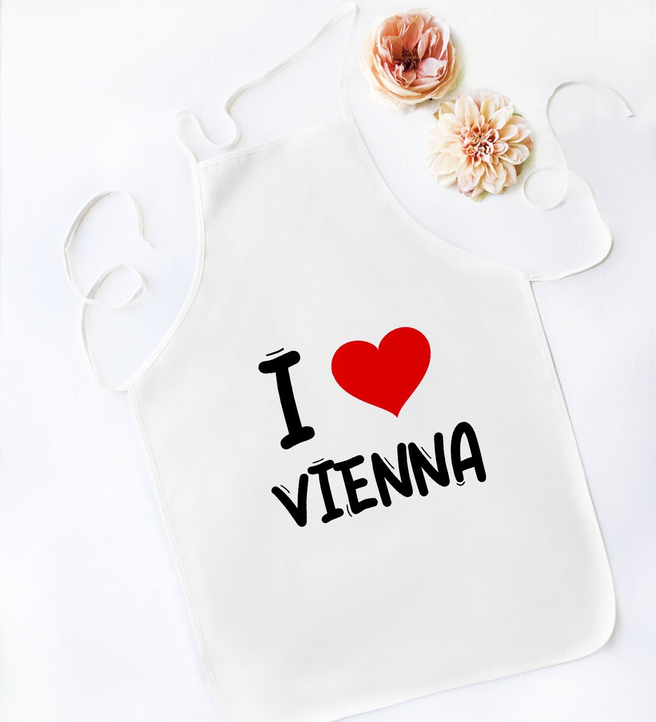 BK Gift I Love Vienna Tasarımlı Beyaz Mutfak Önlüğü - Model 1