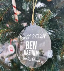 BK Gift Kişiye Özel İsimli Şeffaf Pleksi Yılbaşı Ağaç Süsü- 2, Yılbaşı Hediyesi, İsme Özel Ağaç Süsü, Yeni Yıl Mesajlı Hediye