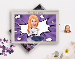 Kişiye Özel Kadın Karikatürlü 1000 Parça Profesyonel Puzzle-101