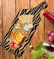 BK Gift Modern Art Tasarımlı Dikdörtgen Şeklinde Doğal Ahşap Servis ve Sunum Tabağı Model 18