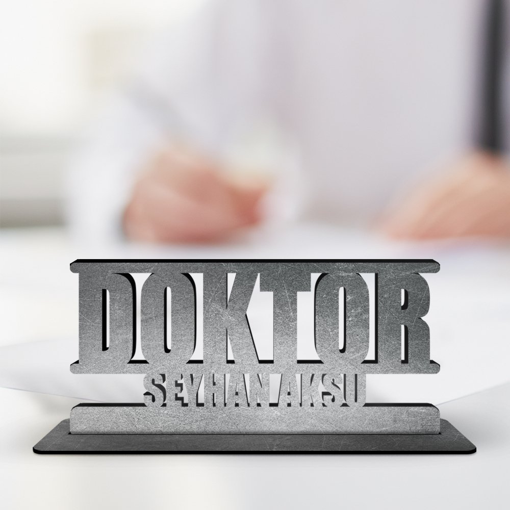 Kişiye Özel Mesleki Doktor Ahşap Masa İsimliği (Model A16)