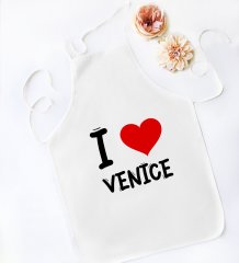 BK Gift I Love Venice Tasarımlı Beyaz Mutfak Önlüğü - Model 1