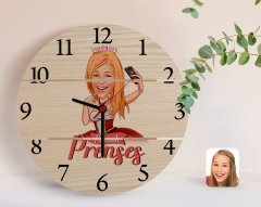 Kişiye Özel Pamuk Prenses Karikatürlü Otantik Ahşap Palet Saat-3