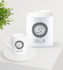 Kişiye Özel İsimli Türk Kahvesi Fincanı ve Seramik Kül Tablası Seti-2