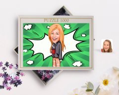 Kişiye Özel Kadın Karikatürlü 1000 Parça Profesyonel Puzzle-100