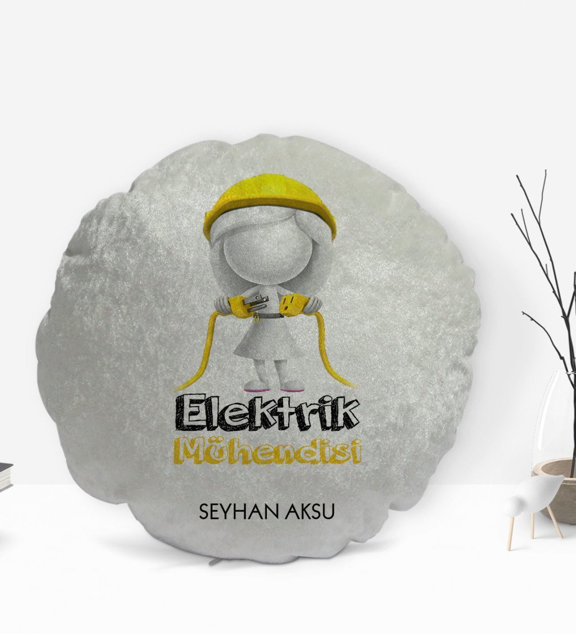 Kişiye Özel İsimli Elektrik Mühendisi Tasarımlı Dekoratif Kırlent Yastık-2