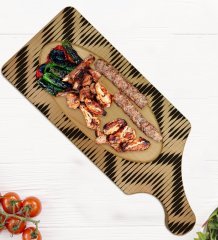 BK Gift Modern Art Tasarımlı Dikdörtgen Şeklinde Doğal Ahşap Servis ve Sunum Tabağı Model 17