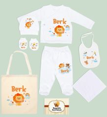BK Kids Kişiye Özel Beyaz Hastane Çıkışı, Anneye Hediye, İsimli Bez Çanta, Yeni Doğan Bebek Giyim Hediyesi, 8 Parça Bebek Hediye Seti-4
