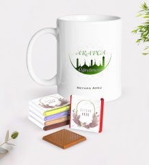 Kişiye Özel Arapça Öğretmeni Beyaz Kupa ve Çikolata Hediye Seti-2